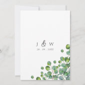 バジェットグリーンユーカリ結婚プス 招待状 (裏面)