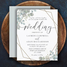 バジェットグリーンリーウォーターカラー結婚式招待状