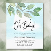 バジェットグリーンリーオベビーベビーシャワー招待状