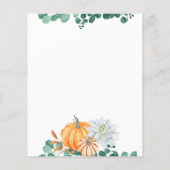 バジェットグリーンリーカボチャ赤ちゃんシャワー招待状 (裏面)