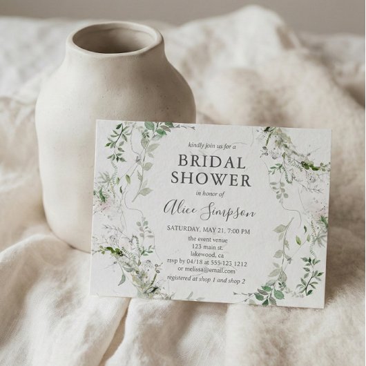 バジェットグリーンリーカリグラフィーブライダルシャワー