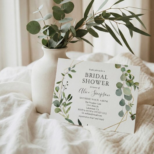 バジェットグリーンリーガーデンブライダルシャワー インビテーションポストカード