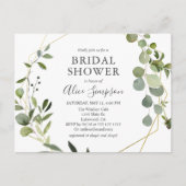 バジェットグリーンリーガーデンブライダルシャワー インビテーションポストカード (正面)