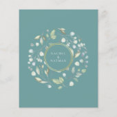 バジェットグリーンリーガーランド金ゴールド結婚式招待状 (裏面)