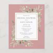 バジェットグリーンリーダスティバラブライダルシャワー招待状 (正面)