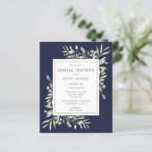 バジェットグリーンリーネイビーブルーブライダルシャワー招待 (スタンド正面)