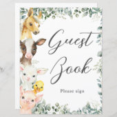 バジェットグリーンリーファームアニマルズベビーゲストブックサイン (正面/裏面)