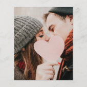 バジェットグリーンリーフォトウィンターウェディング招待状 (裏面)