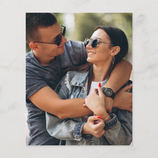 バジェットグリーンリーフォト金ゴールド結婚式招待状 (裏面)