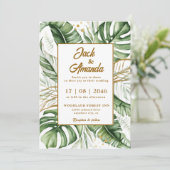 バジェットグリーンリーフボホ結婚式招待状 招待状 (スタンド正面)