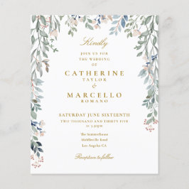 バジェットグリーンリーフローラ結婚式招待状