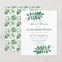 バジェットグリーンリーブライダルシャワー招待状
