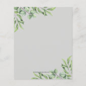 バジェットグリーンリーブライダルシャワー招待状 (裏面)