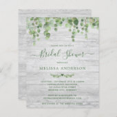 バジェットグリーンリーブライダルシャワー素朴招待 (正面/裏面)