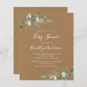 バジェットグリーンリーベビーシャワー招待状 (正面/裏面)