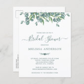 バジェットグリーンリーユーカリブライダルシャワー招待状 (正面/裏面)