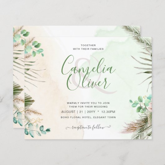 バジェットグリーンリーユーカリプサスグラス結婚ズ (正面/裏面)