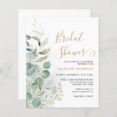 バジェットグリーンリーユーカリ金ゴールドブライダルシャワー (正面/裏面)