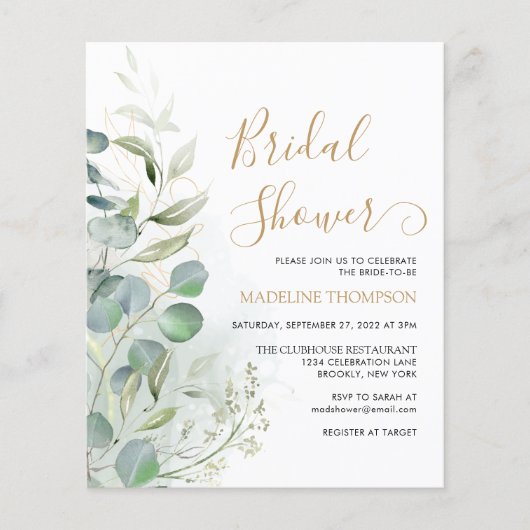 バジェットグリーンリーユーカリ金ゴールドブライダルシャワー (正面)