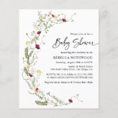 バジェットグリーンリーワイルドフラワーベビーシャワー招待状 (正面)