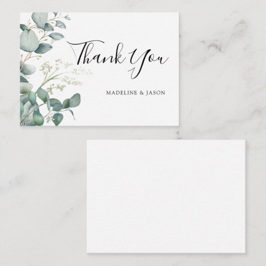 バジェットグリーンリー結婚ユーカリのサンキューカード ノートカード (正面/裏面)