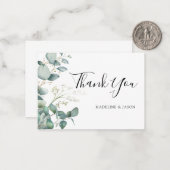 バジェットグリーンリー結婚ユーカリのサンキューカード ノートカード (正面/裏面インサイチュ)