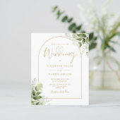 バジェットグリーンリー金ゴールドアーチ結婚式招待状 (スタンド正面)