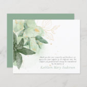 バジェットグリーンリー金ゴールド葬儀サンキューカード (正面/裏面)