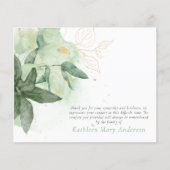 バジェットグリーンリー金ゴールド葬儀サンキューカード (正面)