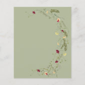 バジェットグリーンワイルドフラワーブライダルシャワー招待 (裏面)