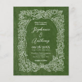 バジェットグリーンワイルドフラワー結婚式招待状 (正面)