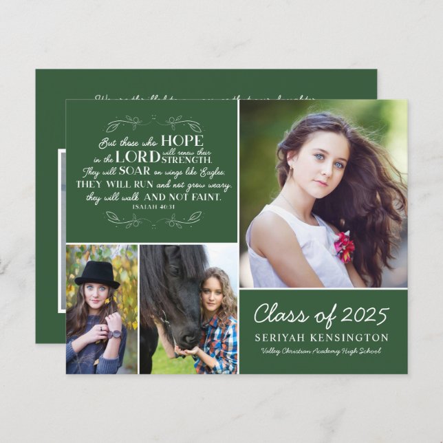 バジェットグリーン卒業聖書の詩の写真コラージュ (正面/裏面)