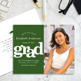 バジェットグリーン救写真日付卒業招待状