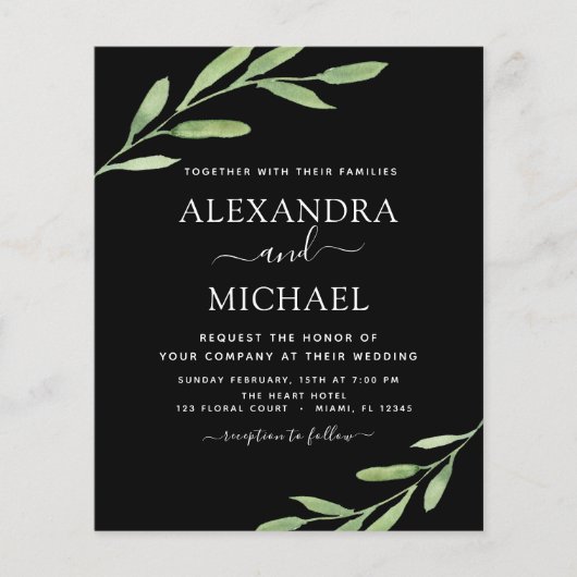 バジェットグリーン素朴リーシンプルエレガントウェディング チラシ (正面)