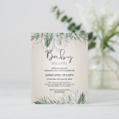 バジェットグリーン葉リーニュートラルベビーシャワー招待状 (スタンド正面)
