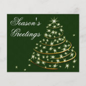 バジェットグリーン金ゴールドクリスマスツリーホリデーカード (正面)