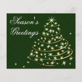 バジェットグリーン金ゴールドクリスマスツリーホリデーカード