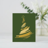 バジェットグリーン金ゴールドクリスマスツリーホリデーカード (スタンド正面)