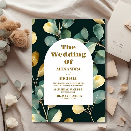 バジェットグリーン金ゴールドグリッターユーカリ結婚ス