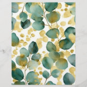 バジェットグリーン金ゴールドグリッターユーカリ結婚ス チラシ (裏面)