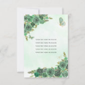 バジェットグリーン金ゴールドフローラプリンセスキンセアニラ ノートカード (裏面)