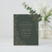 バジェットグリーン金ゴールドミニマル結婚式招待状 (スタンド正面)