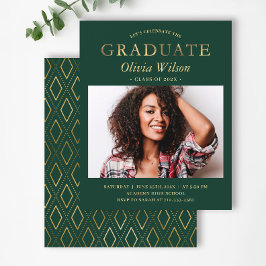 バジェットグリーン金ゴールド写真卒業お祝い