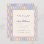 バジェットグルービーペリウィンクルブライダルシャワー招待状 (正面/裏面)