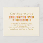 バジェットグルーヴィオレンジピンクレトロ結婚式招待状 (正面)