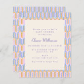 バジェットグルーヴィキュートペリウィンクルベビーシャワー招待状 (正面/裏面)