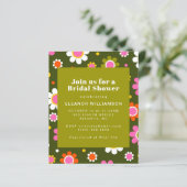 バジェットグルーヴィーフラワーズオリーブブライダルシャワー招待状 (スタンド正面)