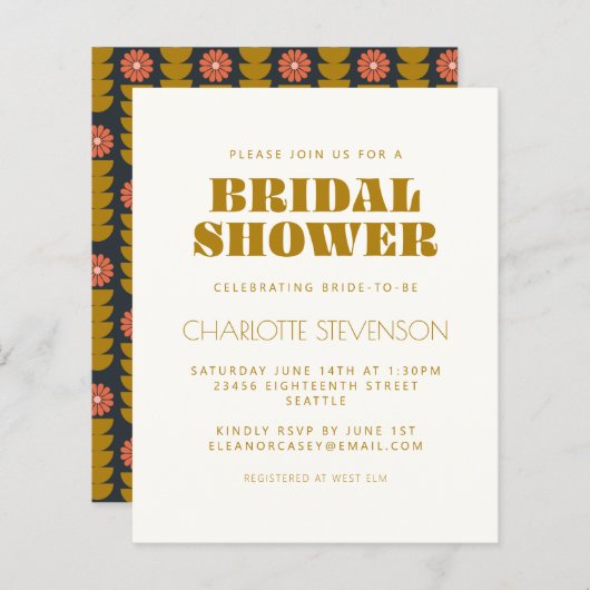 バジェットグルーヴィ70s植物学金ゴールドブライダルシャワー (正面/裏面)