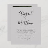 バジェットグレイモダンミニマル結婚式招待状 (正面/裏面)