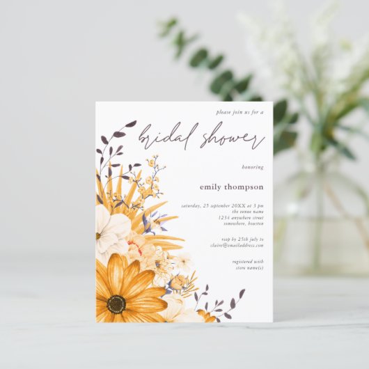 バジェットグレーイエローフローラブライダルシャワー招待 (スタンド正面)